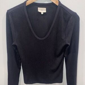Lou & Grey Black Signature Soft Ribbed Scoop Neck Long Sleeve Top Women’s Medium